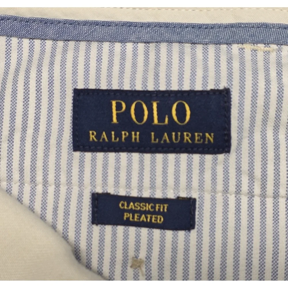 Polo Ralph Lauren Mens Size 38x29 Classic Fit Beige Pleated Chino Pants‎